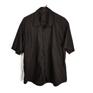 Hisdern Mens Shirt 2XL Button-up Short Sleeve Black Red Rose Lace Trim Matador